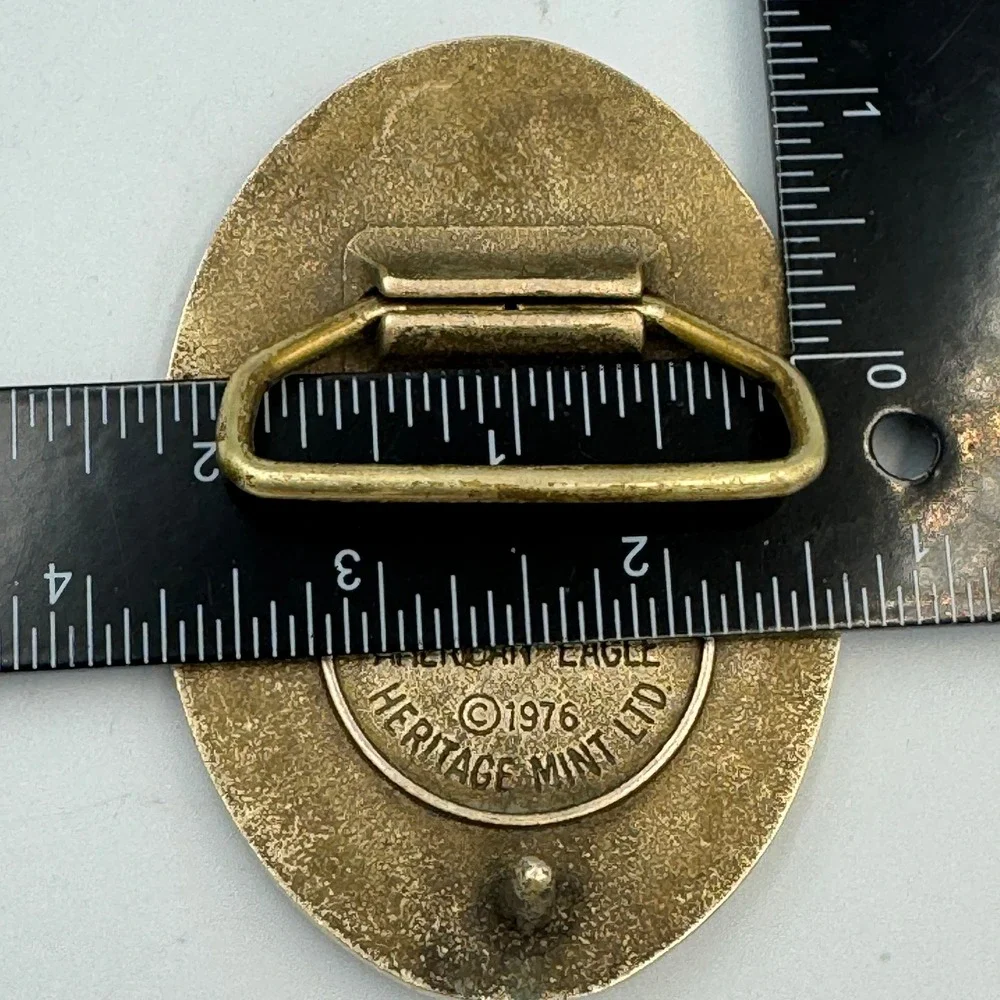 Vintage 1976 Heritage Mint Ltd Solid Brass‎ American Eagle Belt Buckle Patriotic
